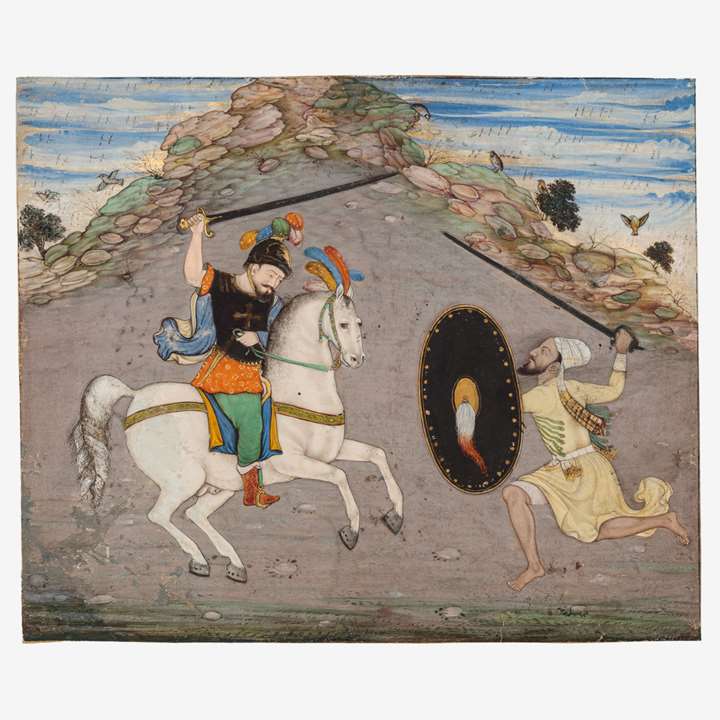 Sword Fight Between a Christian Horseman and an Indian Soldier